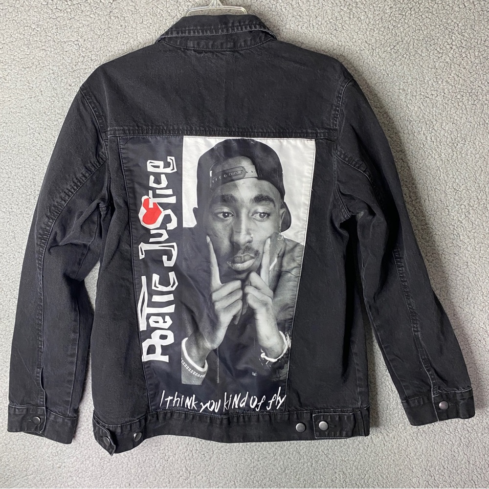 Tupac Shakur Poetic Justice Denim Jacket Chemistry Size Small Black